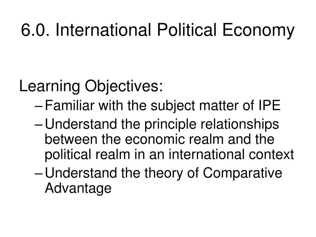 subject matter of international economics