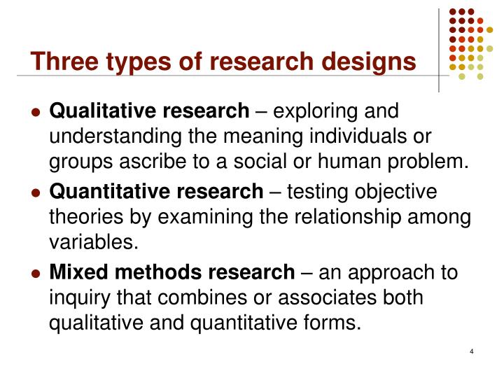 what are the three research designs