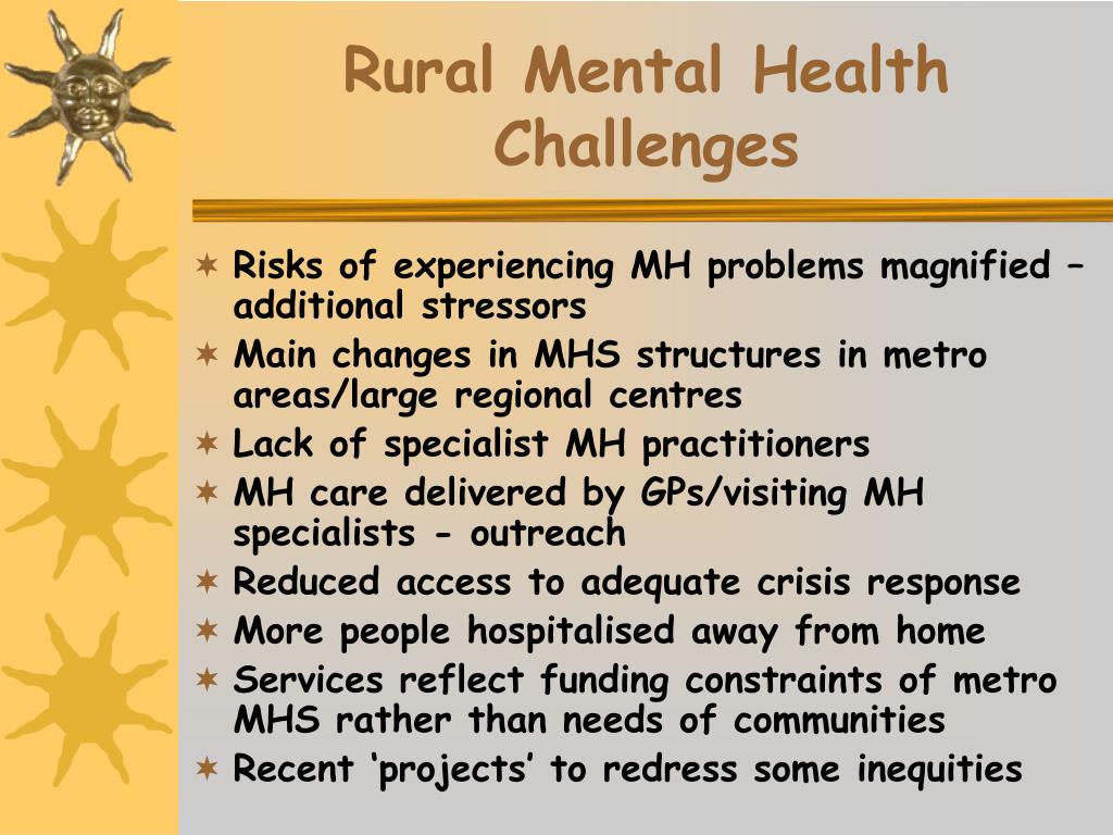 PPT - Myths & Challenges of Mental Illness in Rural Communities: the ...