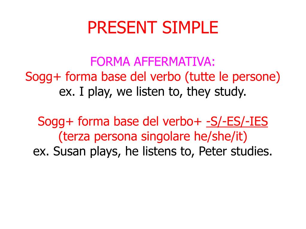 Ppt Cos E La Forma Base Del Verbo Powerpoint Presentation