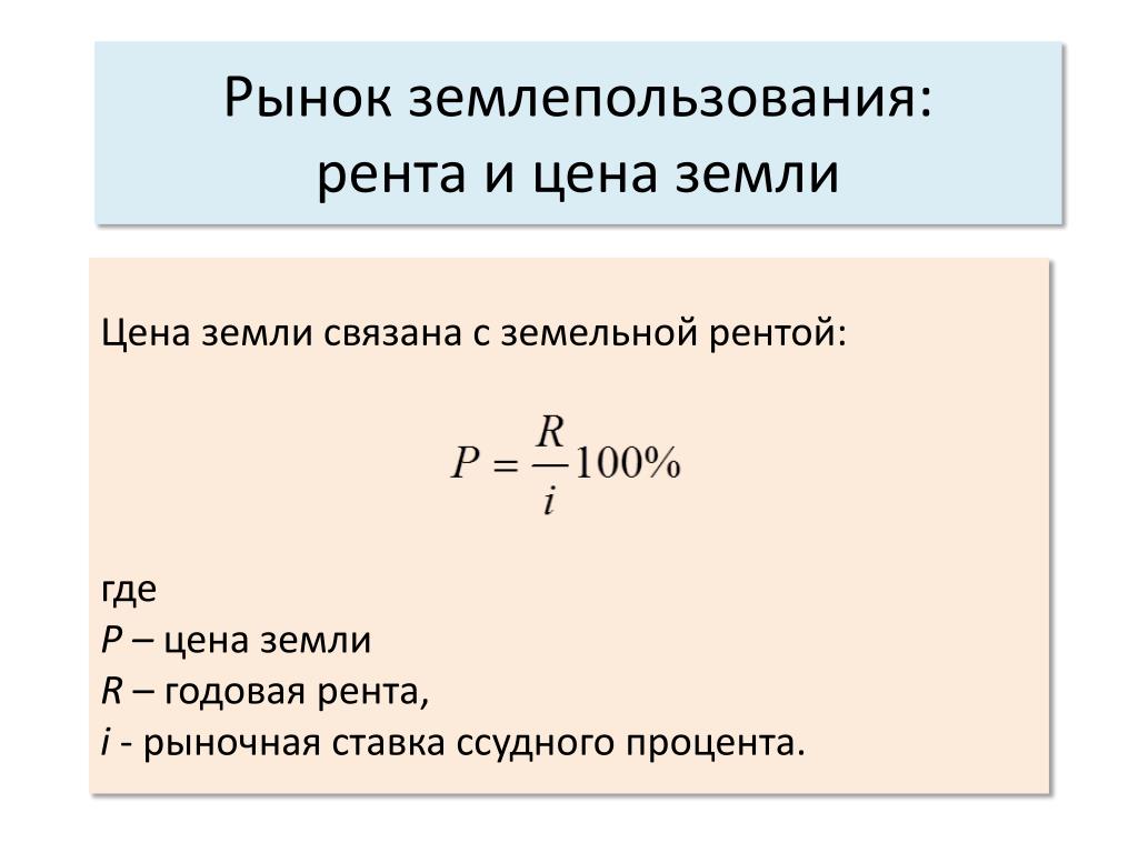 Цена Земли Это В Экономике