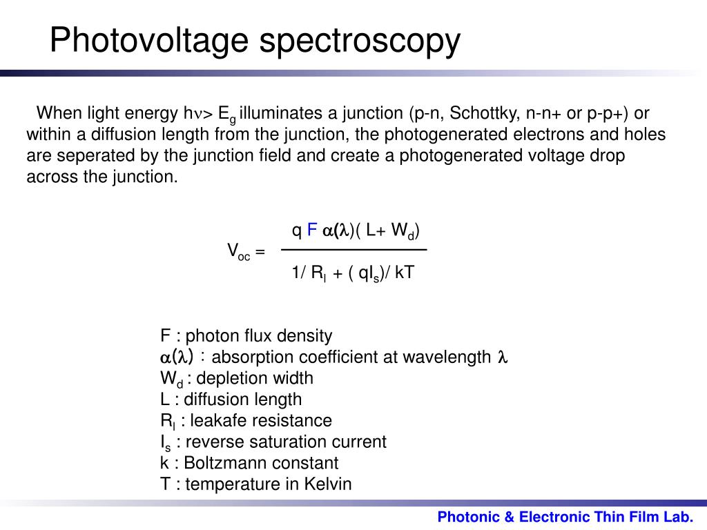 PPT Electrochemical capacitancevoltage and Photovoltage spectroscopy