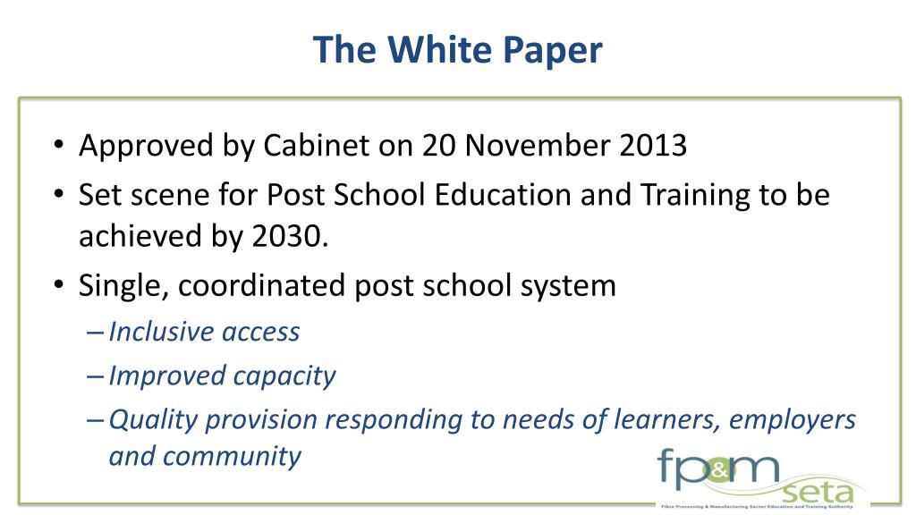 white paper post school education and training