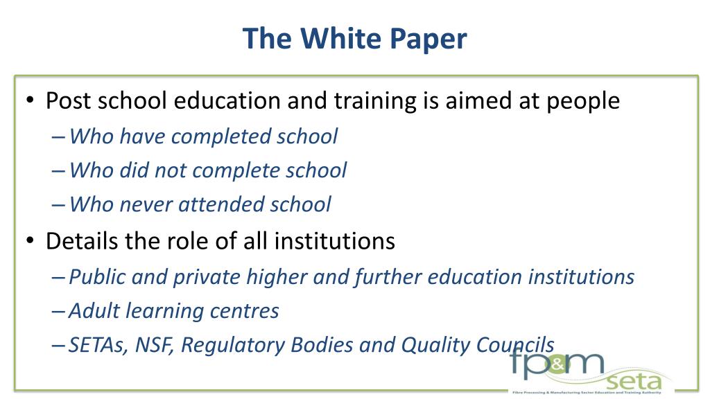 white paper on post school education and training