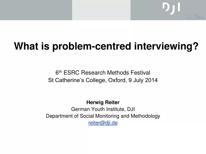 what is problem centred interviewing n.