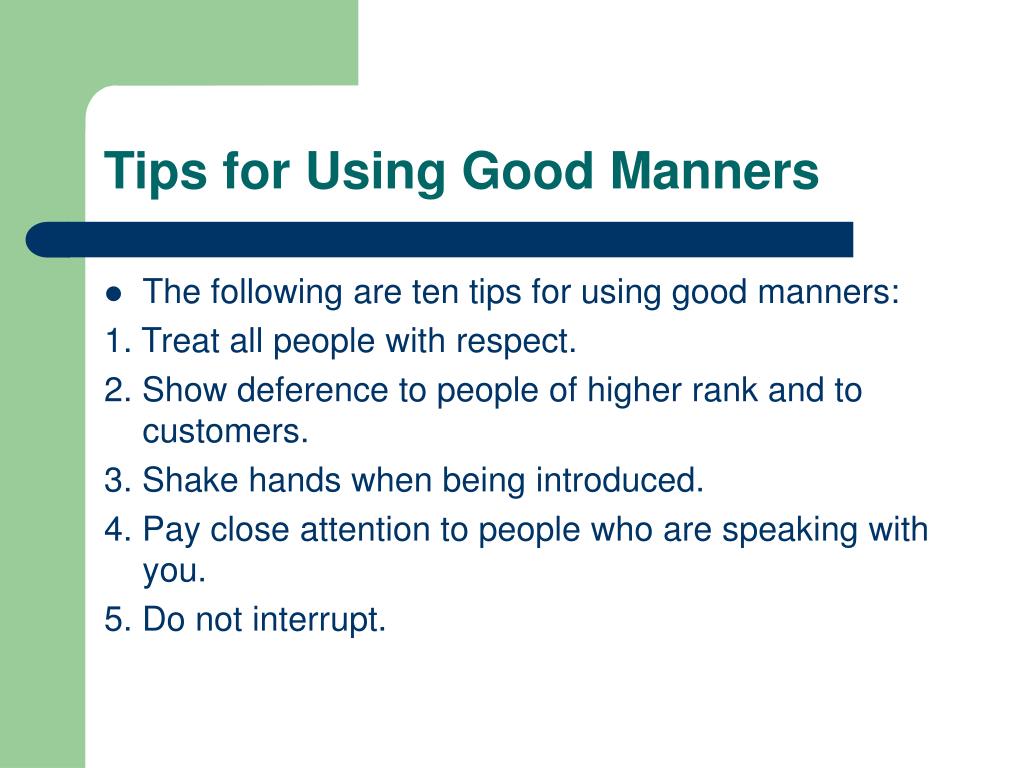 PPT - Using Good Manners PowerPoint Presentation, free download - ID:6112176