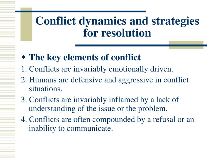 Key elements of conflict resolution