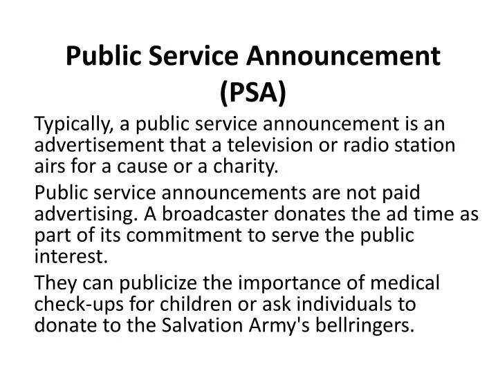 Public Service Announcement Template Public Service Announcement Template