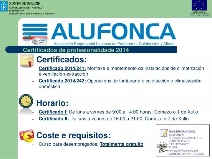 certificados de profesionalidade 2014 n.