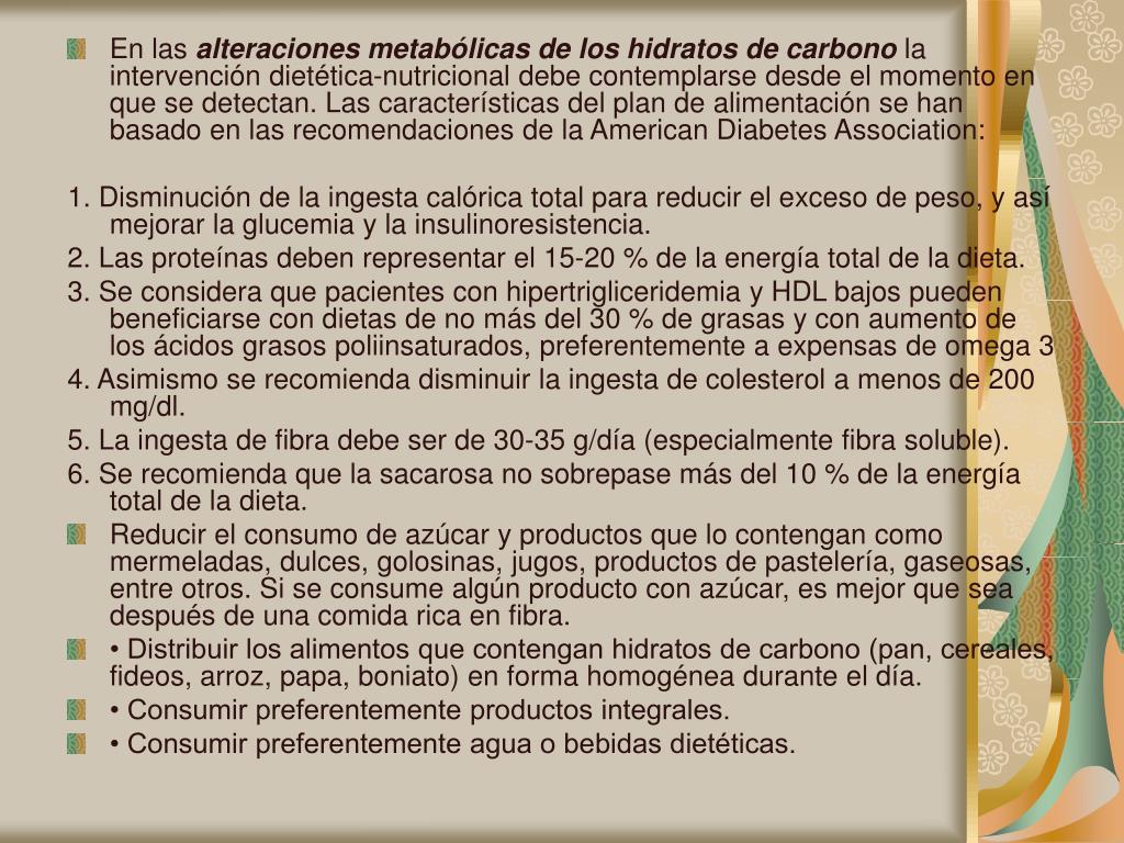 pautas dietéticas para la presentación de diabetes ppt