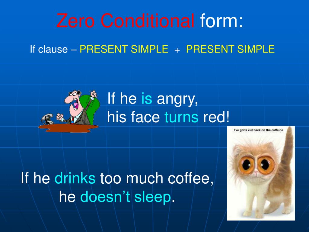 Conditionals pictures. Zero conditional. Предложения с 0 conditionals. Conditionals 0 1. Zero conditional form.