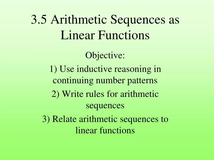 3 6 arithmetic sequences as linear functions 3 6 arithmetic sequences as linear functions