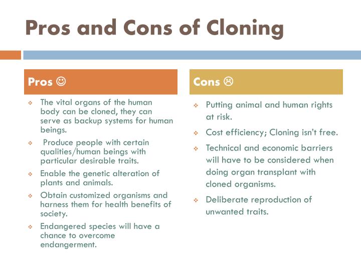 Pros and cons cloning