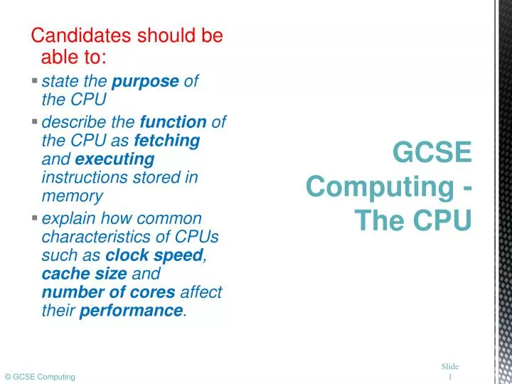 PPT GCSE Computing The CPU PowerPoint Presentation, free download