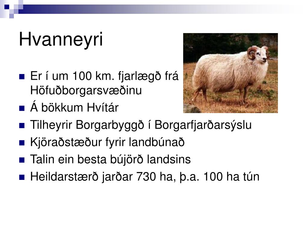 PPT - Landbúnaðarhéraðið Hvanneyri PowerPoint Presentation, free ...