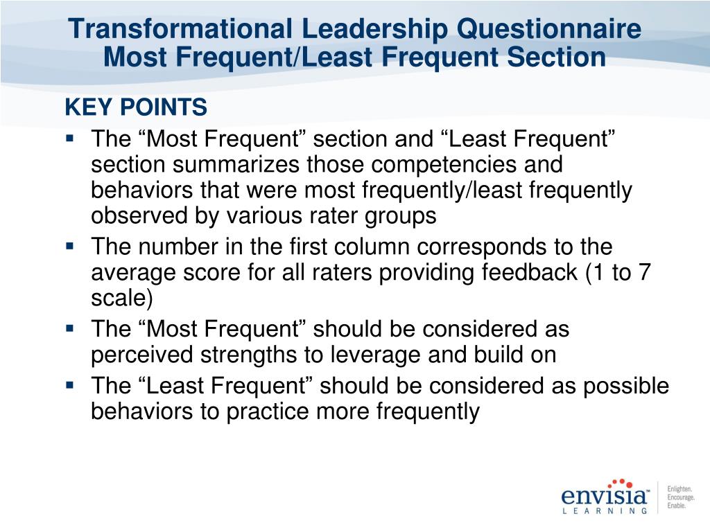 Ppt Understanding And Interpreting The Transformational Leadership Questionnaire Powerpoint 