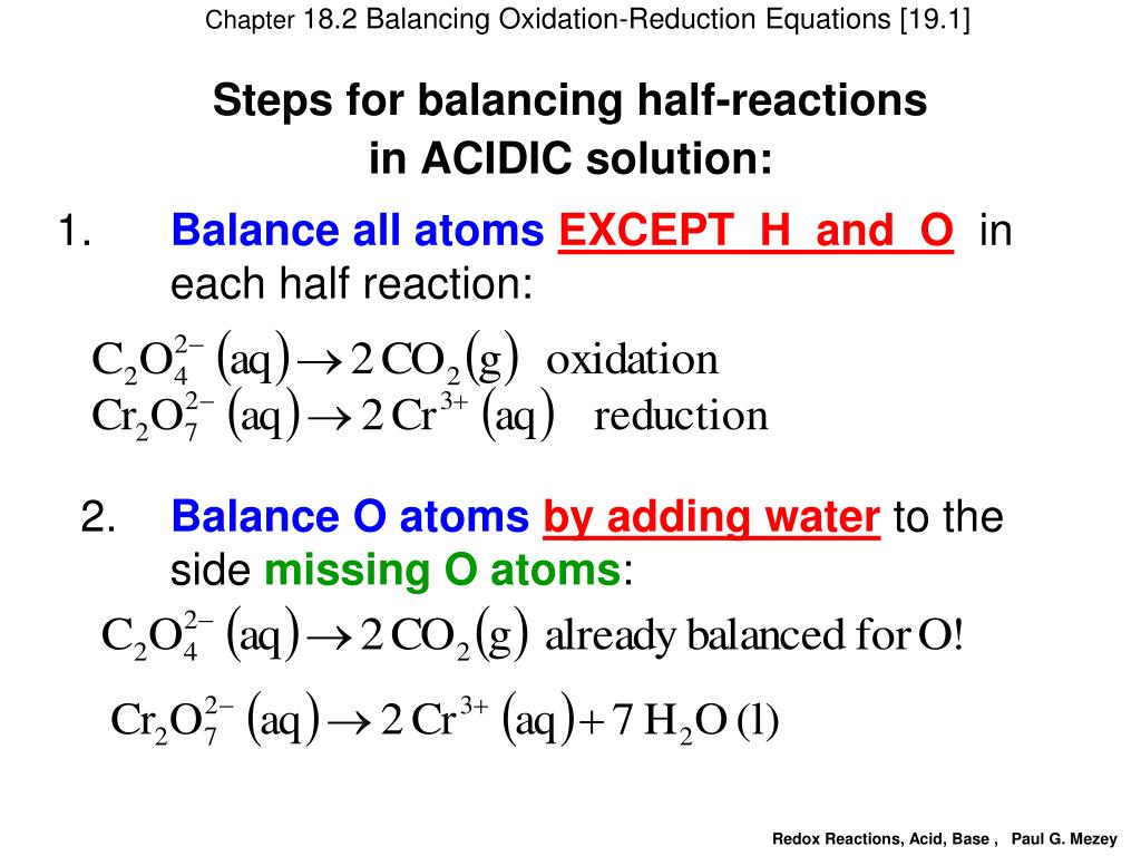 Balancing Redox Reactions In Acidic And Basic Conditions