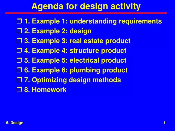 agenda for design activity n.