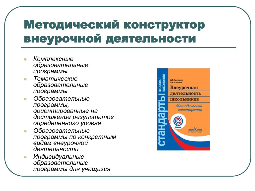 Внеурочной образовательной. Методический конструктор внеурочной деятельности. Комплексная образовательная программа. Тематические образовательные программы. Внеурочная деятельность школьников методический конструктор.