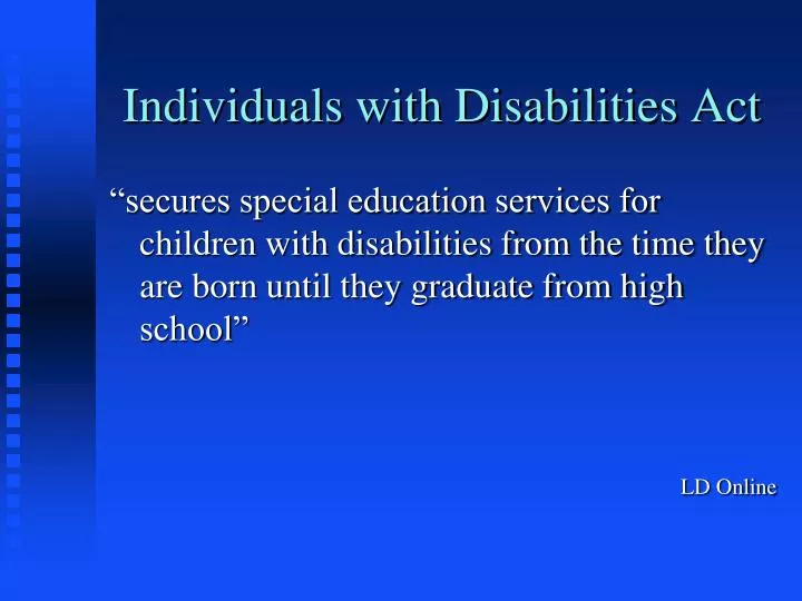 individuals with disabilities act n.