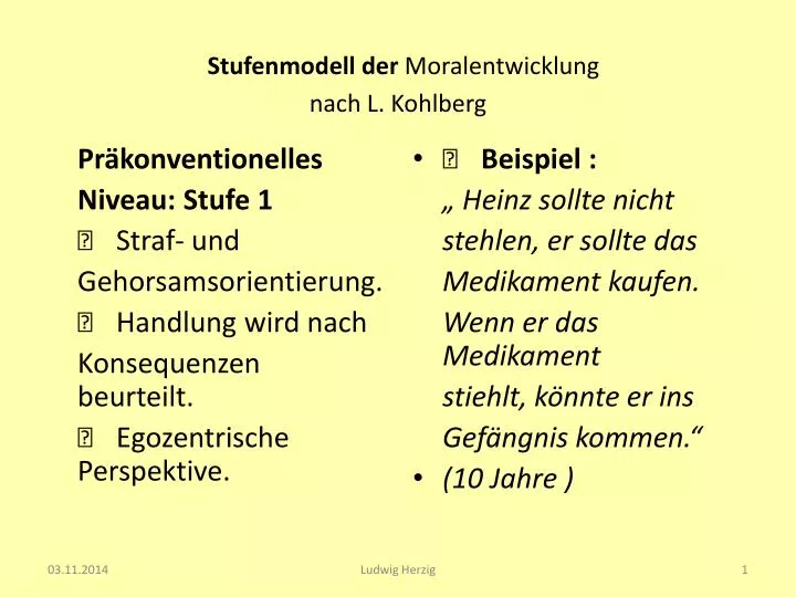 PPT - Stufenmodell der Moralentwicklung nach L. Kohlberg ...