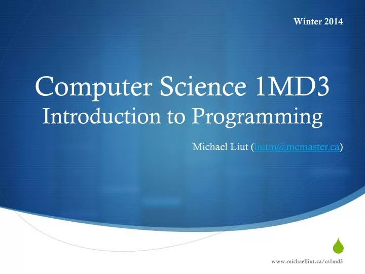 computer science 1md3 introduction to programming n.