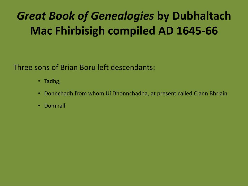 PPT - Brian Boru and his descendants: some surnames from early medieval ...