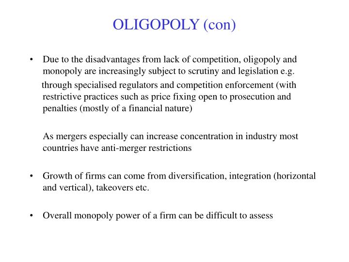 disadvantages of oligopoly market