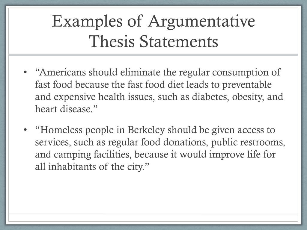 thesis statement of an argumentative essay
