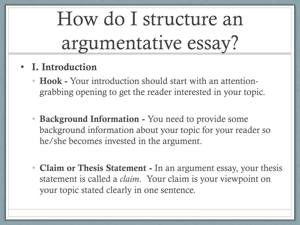 argumentative essay structure ppt