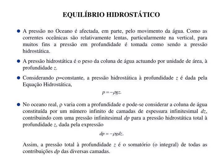 PPT - EQUILÍBRIO HIDROSTÁTICO PowerPoint Presentation, free download ...