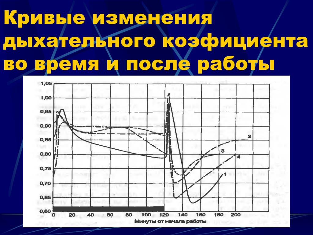 Как изменится кривая. Кривые изменения. Дыхательный коэффициент при физической нагрузке. Кривые дыхательного коэффициента. Кривая поправок.