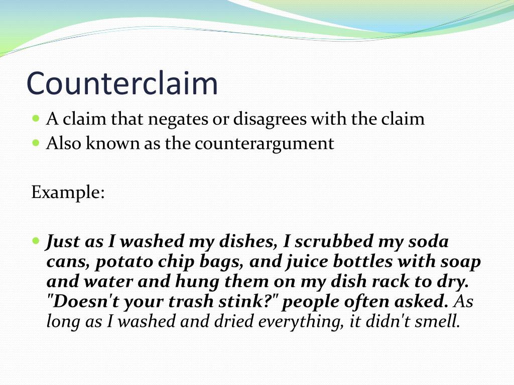 define counterclaim in an argument essay