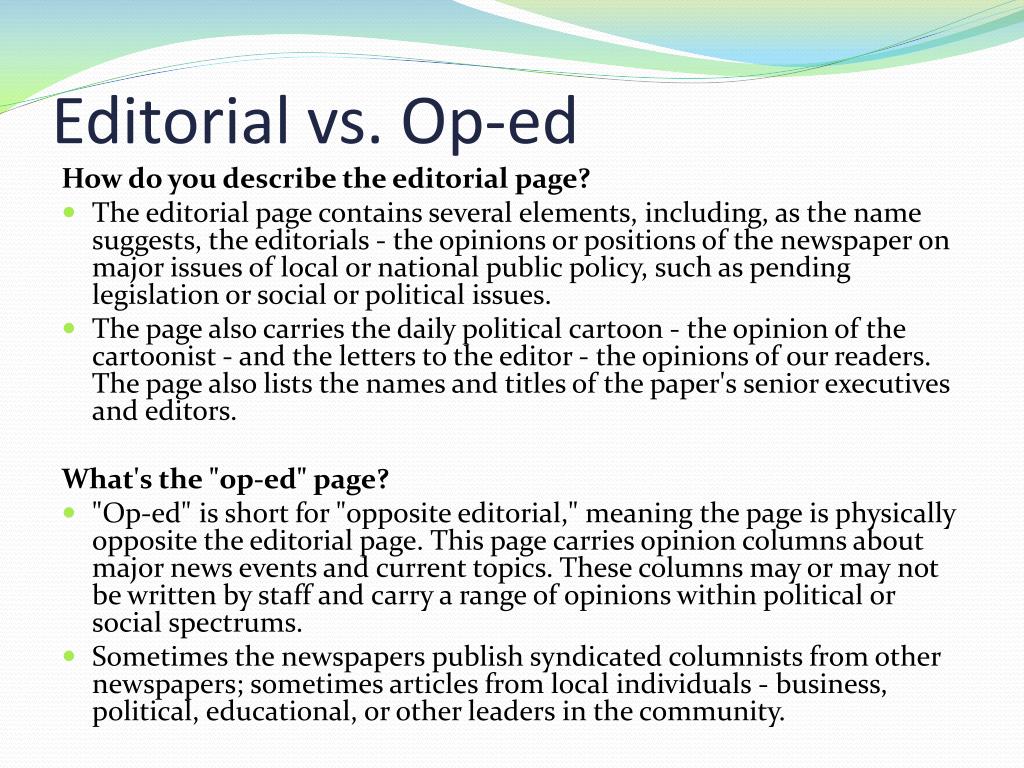 difference between op ed and essay