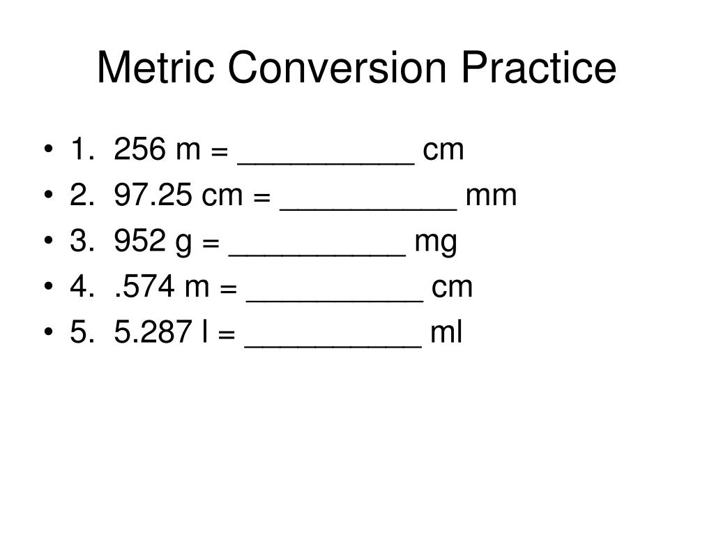 PPT - Metric Conversion Practice PowerPoint Presentation, free download -  ID:6143129