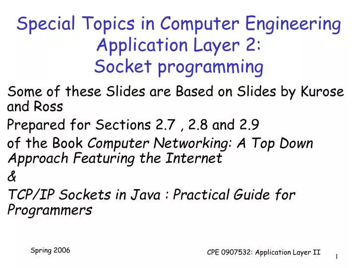PPT - Special Topics in Computer Engineering Application Layer 2 ...
