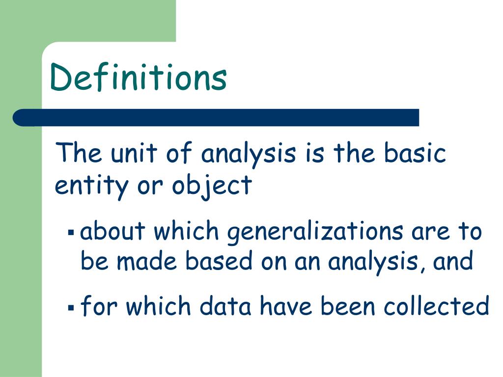 meaning of unit of analysis in research