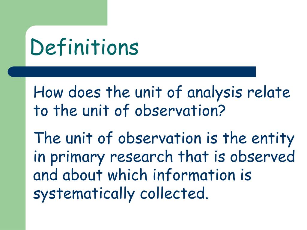 what is unit of analysis in research methods
