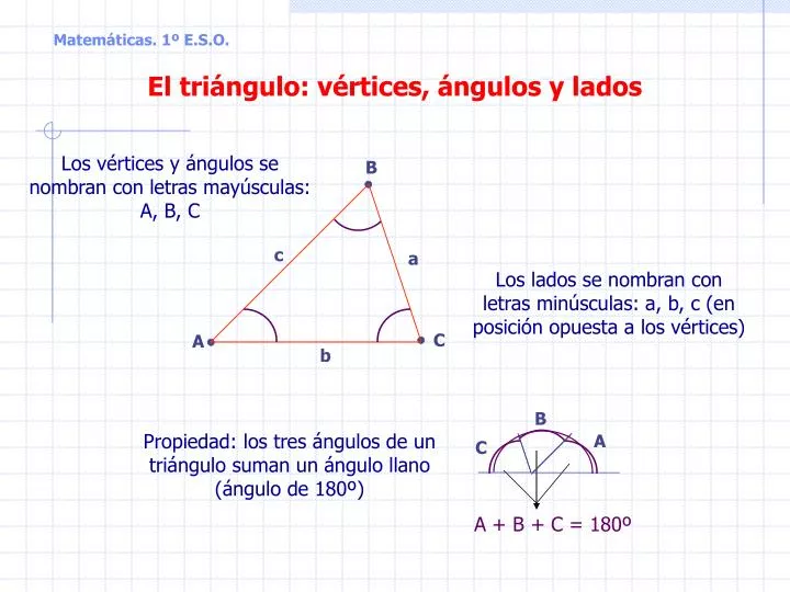 PPT - El triángulo: vértices, ángulos y lados PowerPoint Presentation