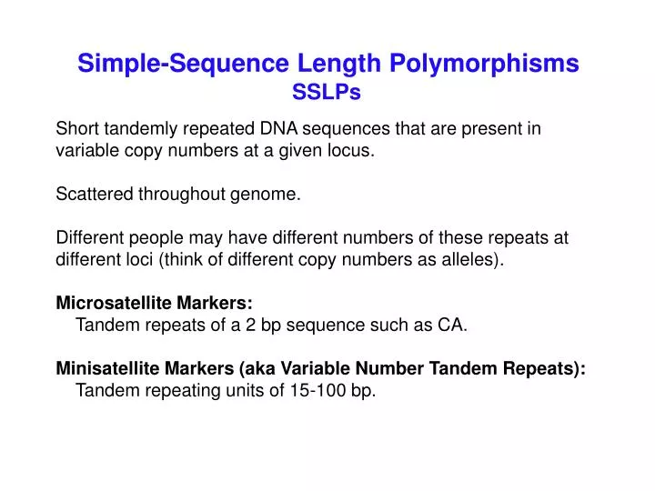 PPT - Simple-Sequence Length Polymorphisms PowerPoint Presentation, free  download - ID:6151611