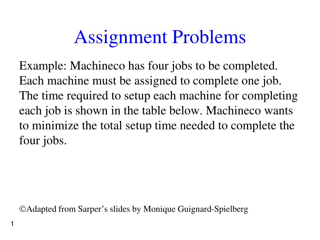 conditions for assignment problem