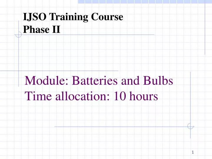 PPT Module Batteries and Bulbs Time allocation 10 hours PowerPoint Presentation ID6152641