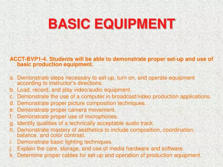 basic equipment n.