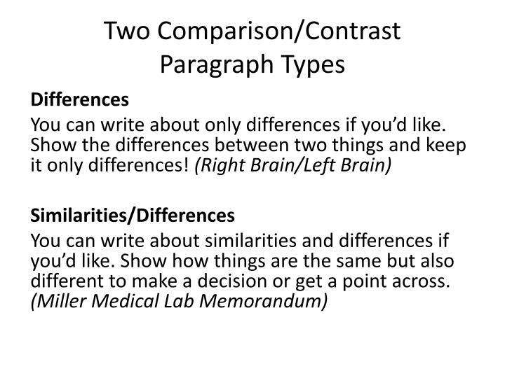 how to write a compare contrast paragraph