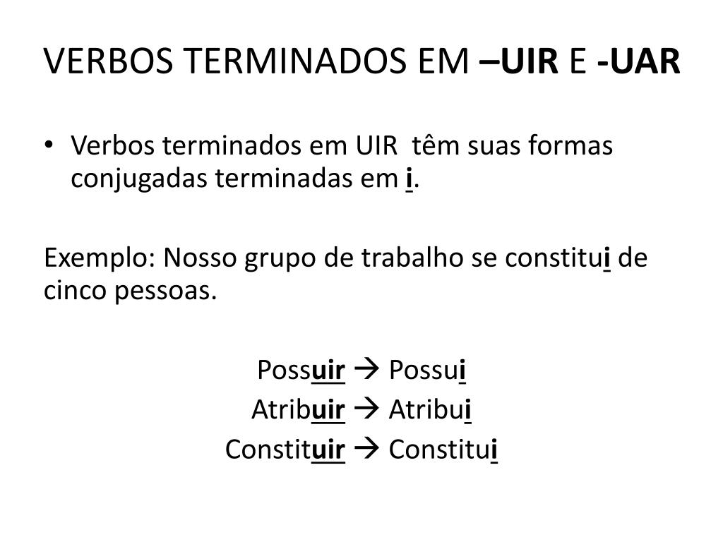 Uiar PPT - Vocativo, aposto e verbos terminados em UIR e UAR. PowerPoint ...