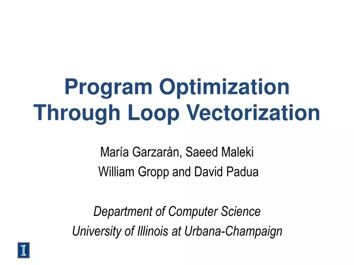 PPT Program Optimization Through Loop Vectorization PowerPoint