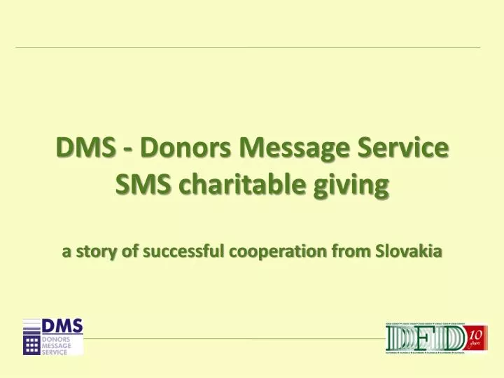 dms donors message service sms charitable giving a story of successful cooperation from slovakia n.