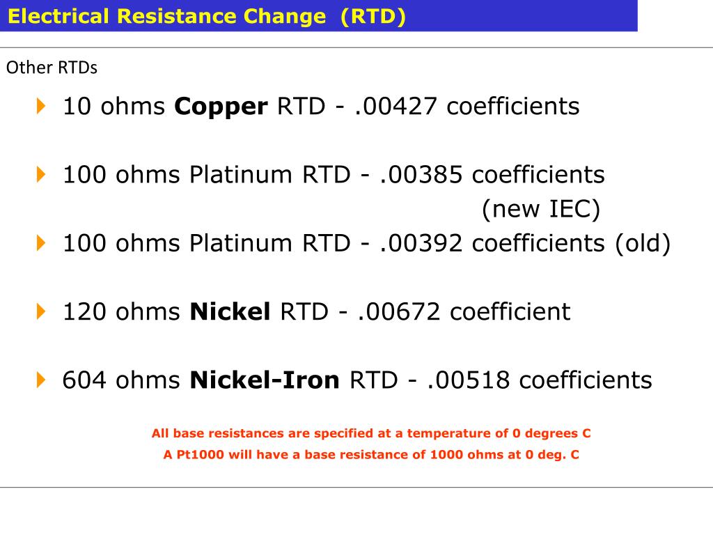 10 Ohm Copper Rtd Chart