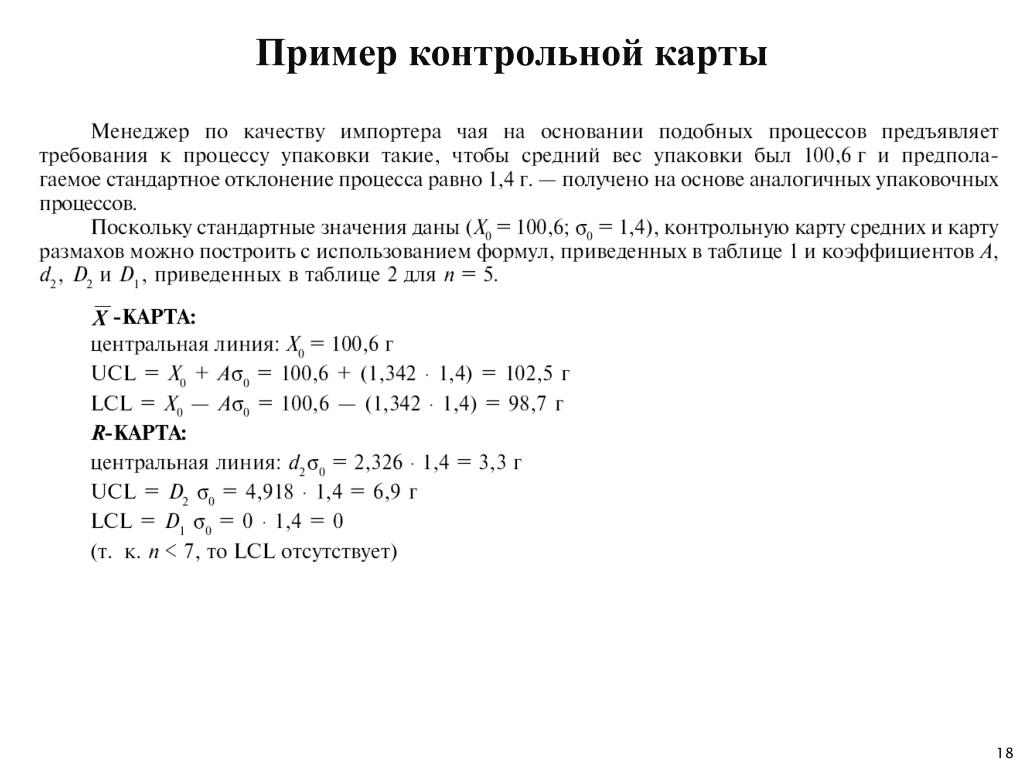 Третий контрольный. Контрольные карты формулы.