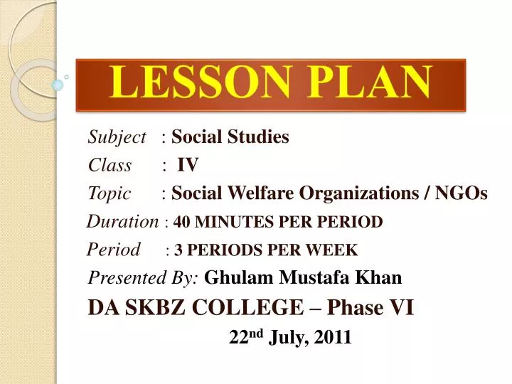 PPT - LESSON PLAN PowerPoint Presentation, free download - ID:6168259